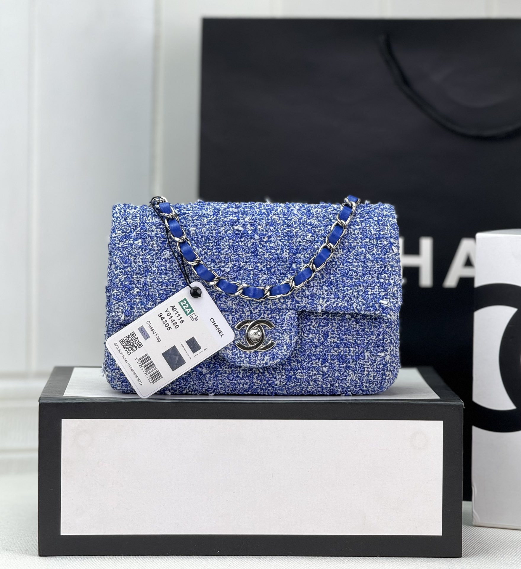 CHANEL MINI CLASSIC 11.12 HANDBAG Tweed Silver-Tone Metal 4.7 * 7.8 * 2.3 in #1