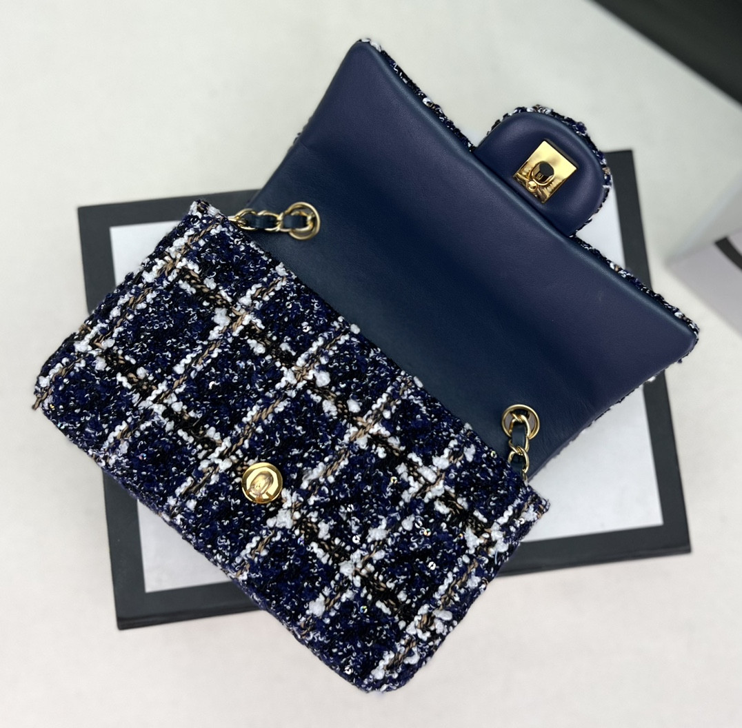 CHANEL MINI CLASSIC 11.12 HANDBAG Tweed Gold-Tone Metal 4.7 * 7.8 * 2.3 in #6 - Image 7