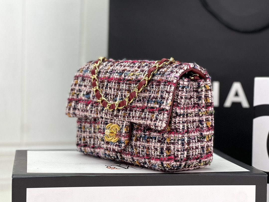 CHANEL MINI CLASSIC 11.12 HANDBAG Tweed Gold-Tone Metal 4.7 * 7.8 * 2.3 in #8 - Image 3