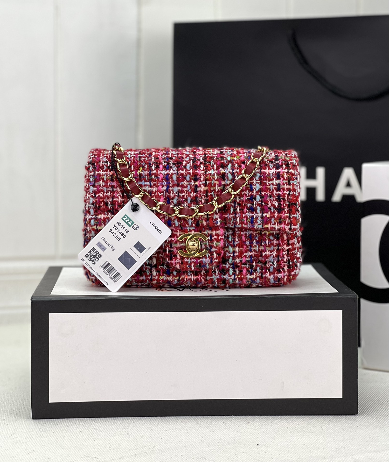 CHANEL MINI CLASSIC 11.12 HANDBAG Tweed Gold-Tone Metal 4.7 * 7.8 * 2.3 in #14 - Image 2