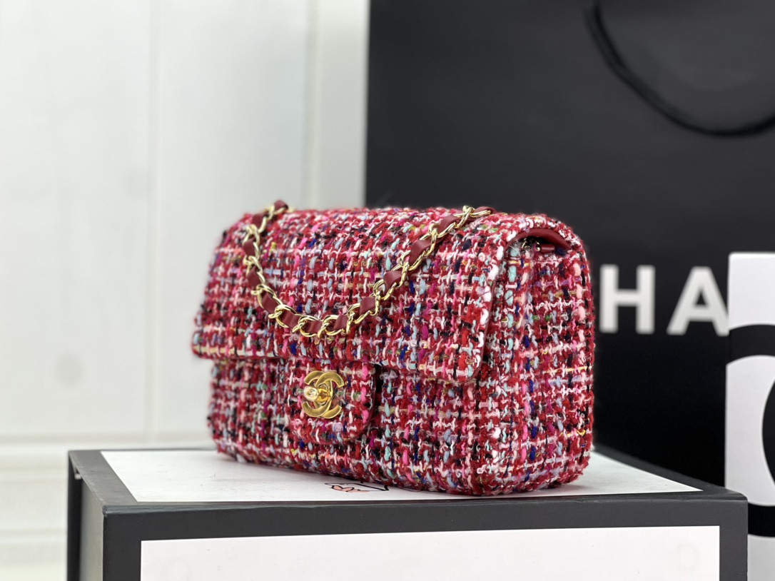 CHANEL MINI CLASSIC 11.12 HANDBAG Tweed Gold-Tone Metal 4.7 * 7.8 * 2.3 in #14 - Image 3