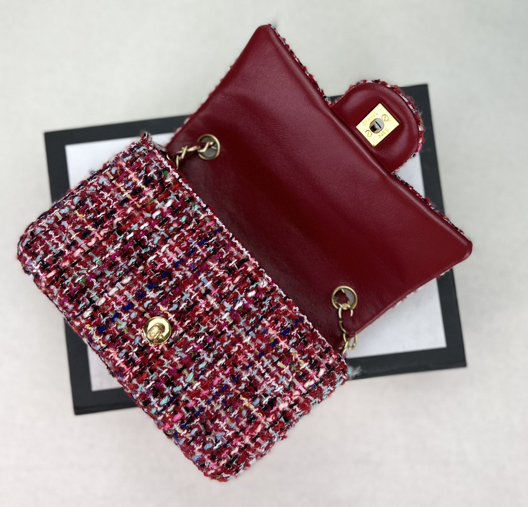 CHANEL MINI CLASSIC 11.12 HANDBAG Tweed Gold-Tone Metal 4.7 * 7.8 * 2.3 in #14 - Image 7