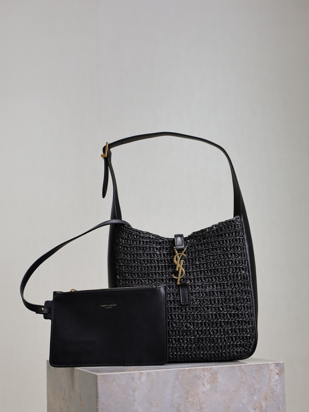 YSL LE 5 À 7 Soft Small (Raffia/Leather) 22x22x7-9cm - Image 2