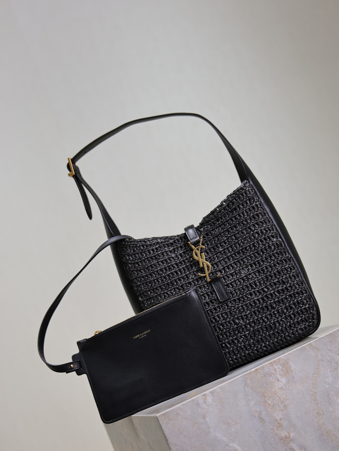 YSL LE 5 À 7 Soft Small (Raffia/Leather) 22x22x7-9cm - Image 3
