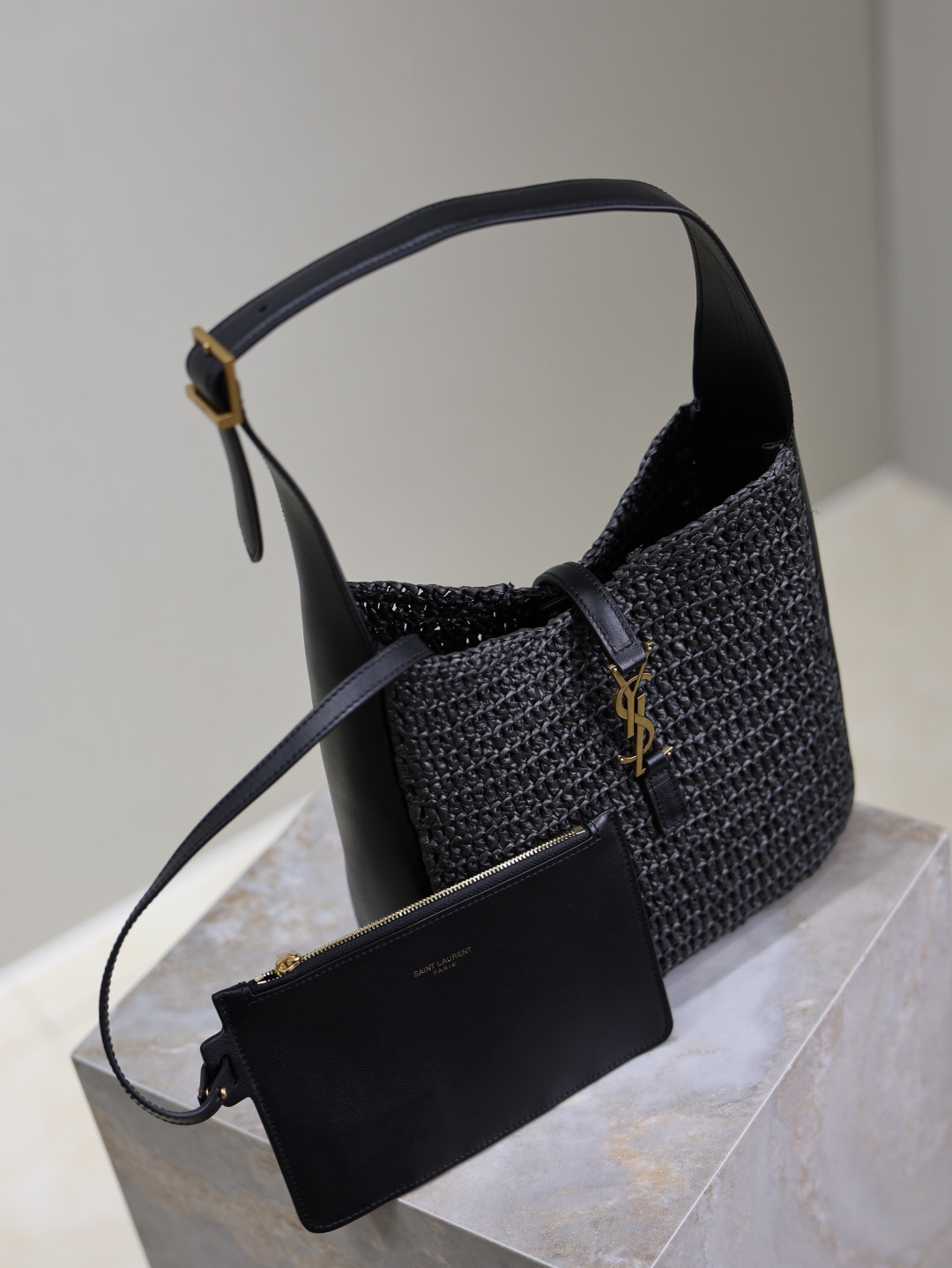 YSL LE 5 À 7 Soft Small (Raffia/Leather) 22x22x7-9cm - Image 7