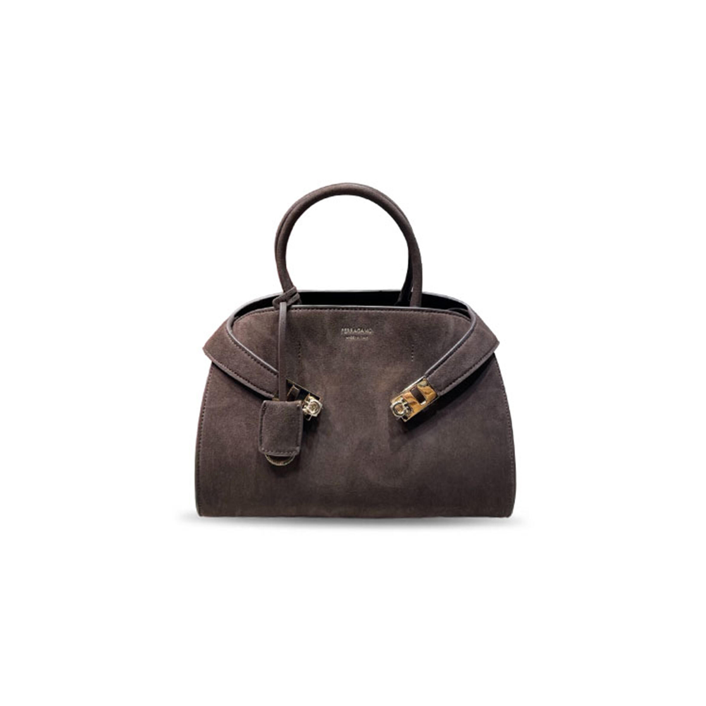 FERRAGAMO SUEDE HUG HANDBAG (32*24*17cm)
