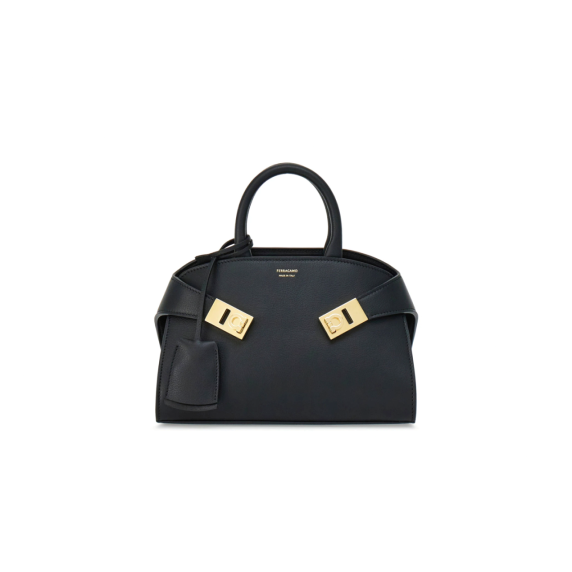 FERRAGAMO HUG BICOLOR HANDBAG (XS) 215975 (22*14*11cm) BLACK